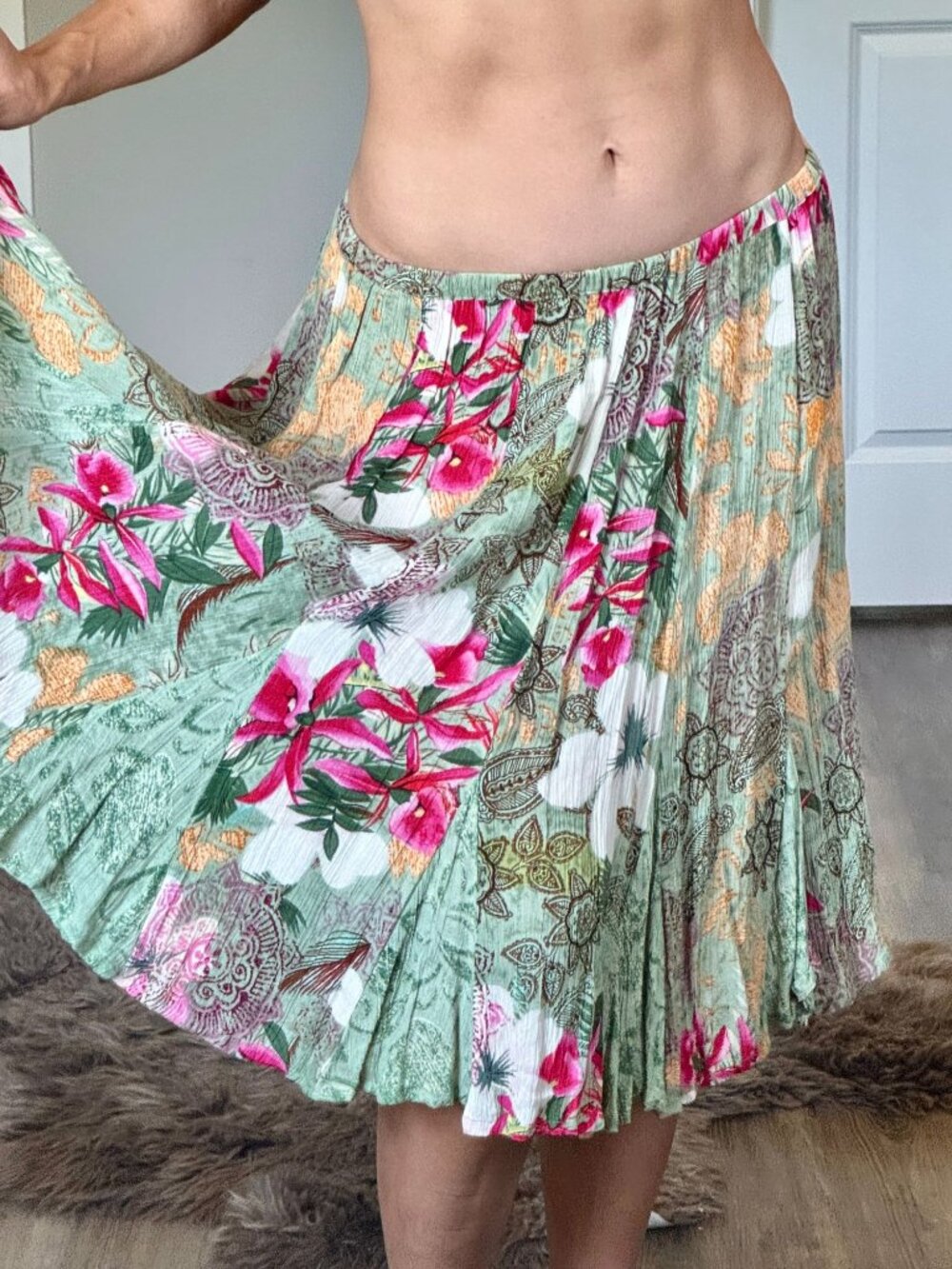 Y2K Bila Floral Patchwork Midi Skirt S Fairy Romantic Prairie Festival Cottage